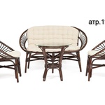 Комплект для отдыха TURKEY (стол круглый (со стеклом)+2 кресла + диван) /с подушками/  в Судаке